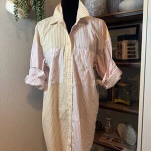 Abercrombie & Fitch Poplin Long Sleeve Button-Down Dress Stripes Size XS tall